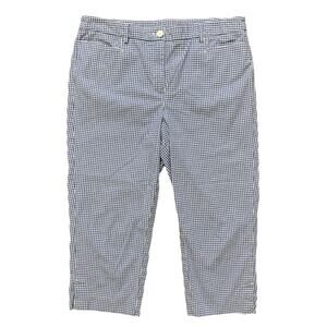TALBOTS Perfect Skimmer Gingham Plaid Cropped Pants in Blue & White  SZ 12